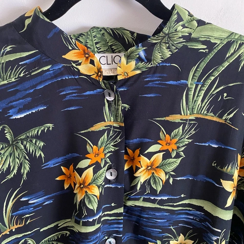 Clio Tropical Floral Shirt & Skirt Set Hawaiin‎ Tiki